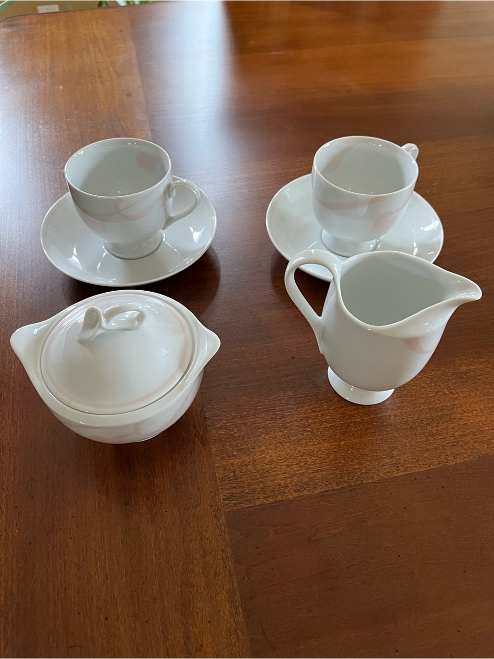 Mikasa White Porcelain Tea Set - Cups, Saucers, Creamer & Sugar